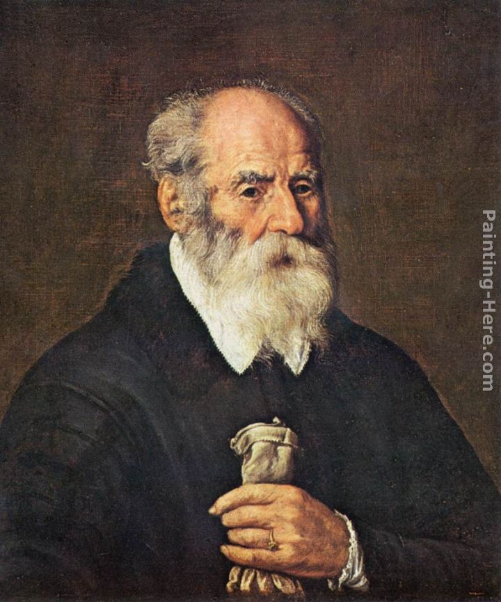 Marcantonio Bassetti Portrait of an Old Man with Gloves